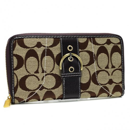 Coach Buckle In Signature Large Coffee Wallets AXF | Women